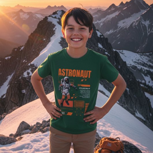 子供用レトロ宇宙飛行士スペースエクスプローラーTシャツ Tシャツ