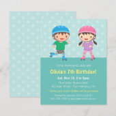 子供用ローラースケートの誕生日パーティー招待状 招待状 (正面/裏面)