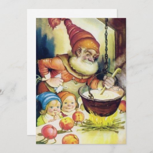 子供用ヴィンテージクリスマス格言料理 シーズンカード (正面/裏面)