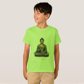 子供用仏画Tシャツ - 平和な瞑想デザインの子供服 Tシャツ (正面フル)