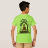 子供用仏画Tシャツ - 平和な瞑想デザインの子供服 Tシャツ (裏面フル)