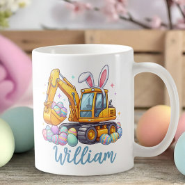 子供用名前入りイースター油圧ショベルマグカップ コーヒーマグカップ