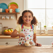 子供用名前入りハートとアイスクリームエプロン エプロン