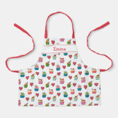 子供用名前入りハートとアイスクリームエプロン エプロン (正面)
