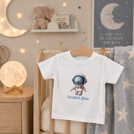 子供用宇宙飛行士 宇宙 テーマ かわいい ロケット ベビーTシャツ
