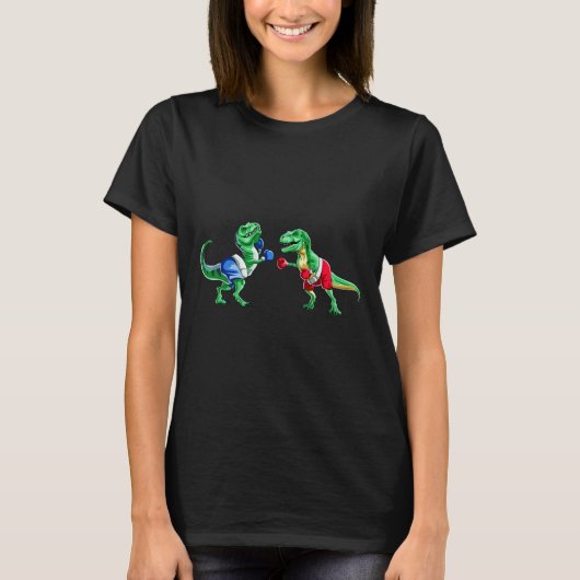 子供用恐竜ボクシングTレックスTシャツギフトグローブ Tシャツ (正面)