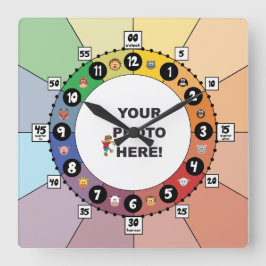 子供用教育時計(Square) スクエア壁時計