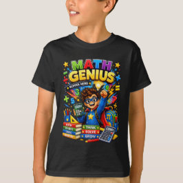 子供用数学シャツ | 算数ヒーロー 天才数学少年 Tシャツ