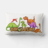 子供用木製クッション - 色とりどりの恐竜 ランバークッション (裏面)