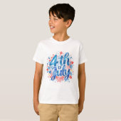 子供用水彩画アメリカ独立記念日Tシャツ Tシャツ (正面フル)