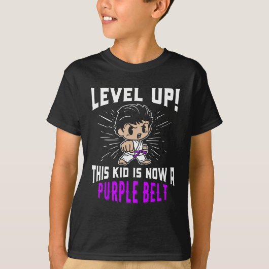 子供用空手ユニフォーム紫帯認定Tシャツギフト Tシャツ (正面)
