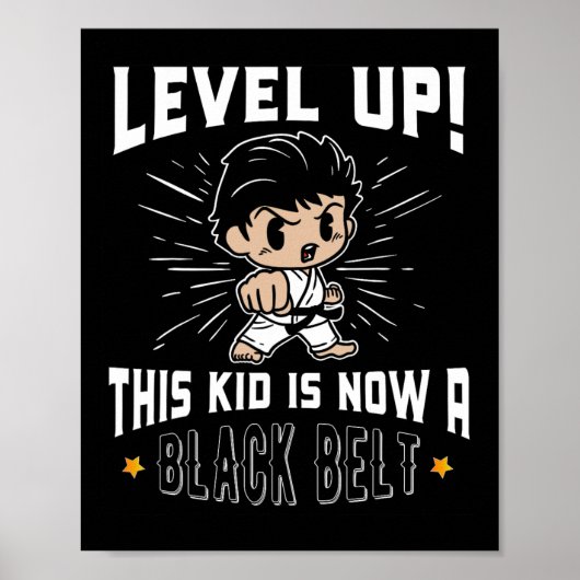 子供用空手ユニフォーム黒帯受賞Tシャツギフト ポスター (正面)