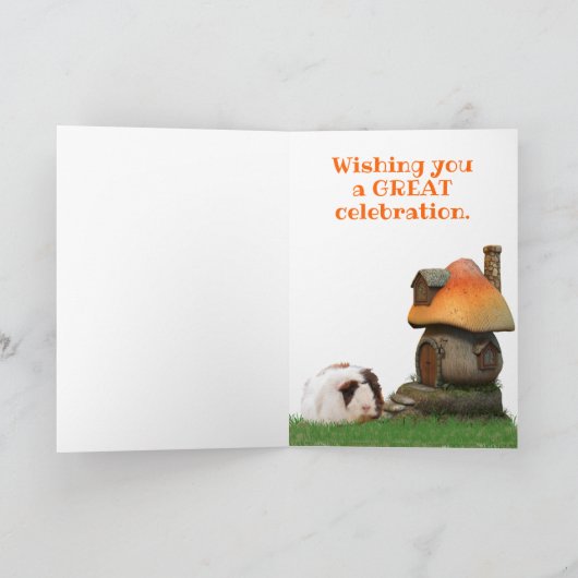 子供用誕生日ギニアピグマッシュルームハウス カード (内部)