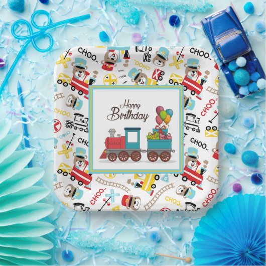 子供用誕生日列車 ペーパープレート (パーティー)