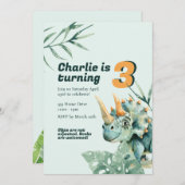 子供用誕生日招待状恐竜テーマ 招待状 (正面/裏面)