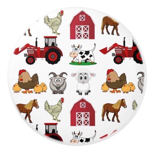 子供用農場の動物 セラミックノブ (正面)