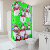 子供用雪だるまシャワーカーテン赤い緑 シャワーカーテン (インサイチュ)