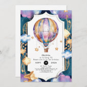 子供用魔法ホットエアバルーン誕生日 招待状 (正面/裏面)