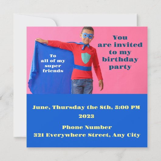 子供用5歳 招待状 (正面)