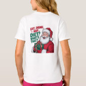 子供用 おもしろサンタ クリスマスTシャツ 食べて飲んで寝る Tシャツ (裏面)
