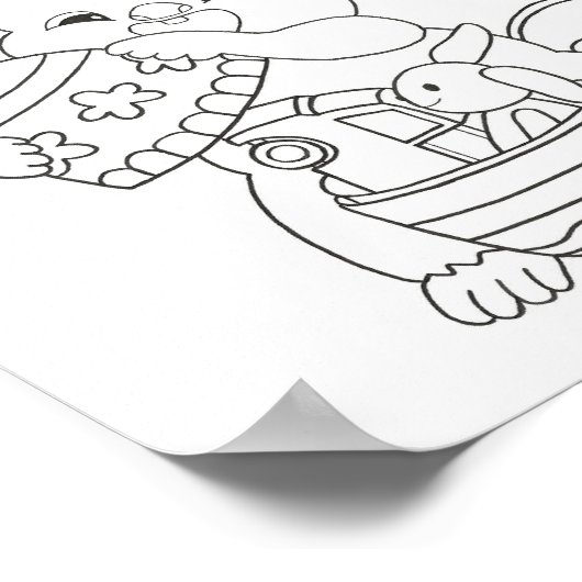 子供用 イースターバニー うさぎ ぬりえ ポスター ポスター (角)