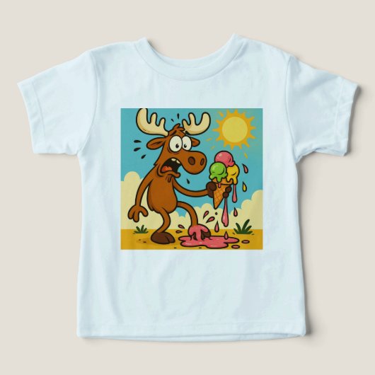 子供用「ムースのアイスクリーム緊急事態 - メルトダウンTシャツ」 (デザイン正面)