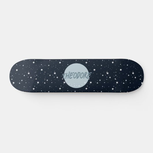 子供用 名前入り 月 星 スペース デザイン キッズ スケートボード (横)