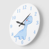 子供用 青い恐竜の大きな時計 ラージ壁時計 (傾斜)