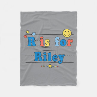 子供用RileyネームTシャツ アルファベットRはRileyのイニシャル フリースブランケット