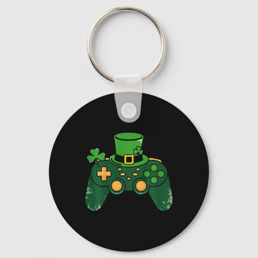 子供用St Patricks Dayゲーマーゲームコントローラークローブ キーホルダー (正面)
