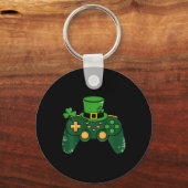 子供用St Patricks Dayゲーマーゲームコントローラークローブ キーホルダー (正面)