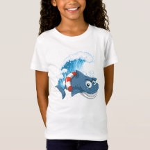 子供用Tシャツのクールなサメのスプラッシュデザイン