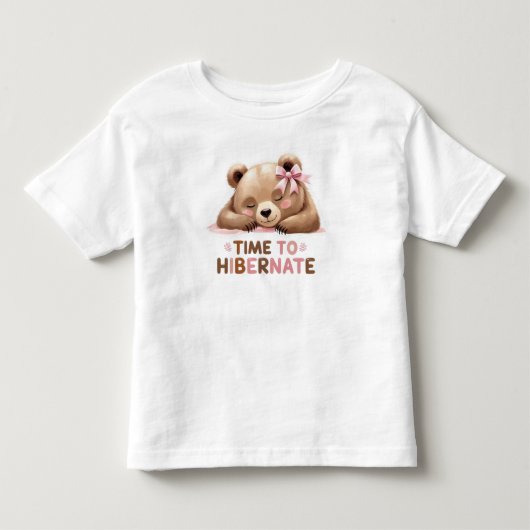 子供用Tシャツ かわいい寝る熊 キッズ用 トドラーTシャツ (正面)