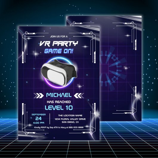 子供用VRゲーム バーチャルリアリティ 誕生日パーティー 招待状
