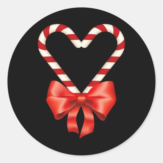 子供男性女性用クリスマスキャンディーケーンハート ラウンドシール (正面)