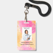 子供病院スタッフ写真IDバッジ大量注文 バッジ (正面(ネックストラップ付))