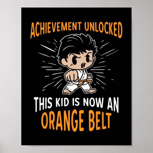 子供空手オレンジ帯受賞Tシャツギフト ポスター (正面)