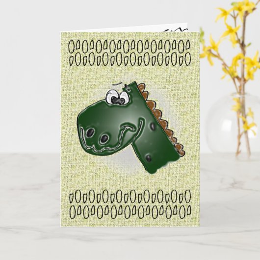 子供第4回誕生日3D恐竜 カード (黄色い花)