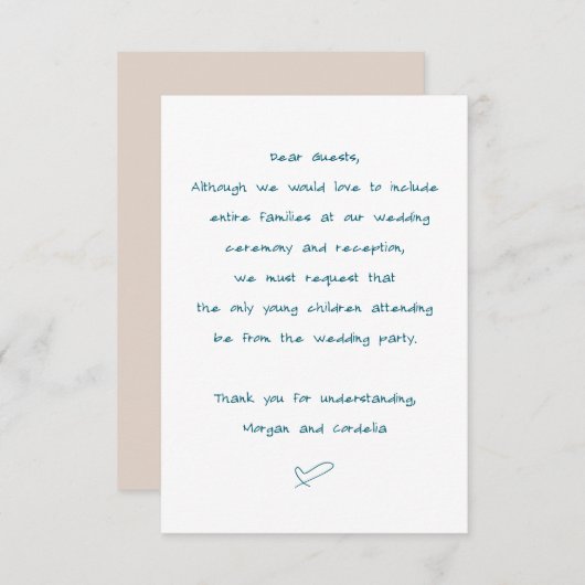 子供結婚や披露宴表現なし エンクロージャーカード (正面/裏面)