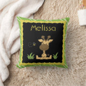 子供置きましたり、キリン及び蜂の、緑または黄色のwの名前 クッション (ブランケット)