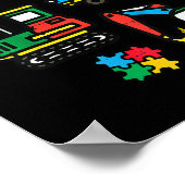 子供自閉症意識建築トラックショベルカート ポスター (角)