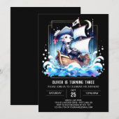 子供船海賊誕生日 招待状 (正面/裏面)