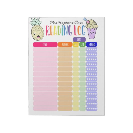 子供読のログhomeschoolのロ読グ， pineapple ノートパッド (回転)
