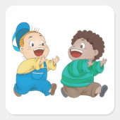 子供追いかけスクエアステッカー スクエアシール (正面)
