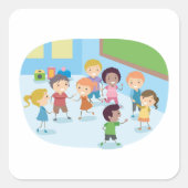 子供遊たちは教室にいる スクエアシール (正面)