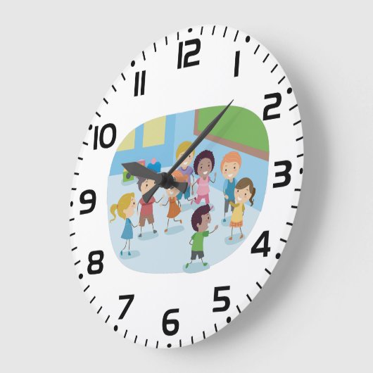 子供遊たちは教室にいる ラージ壁時計 (傾斜)