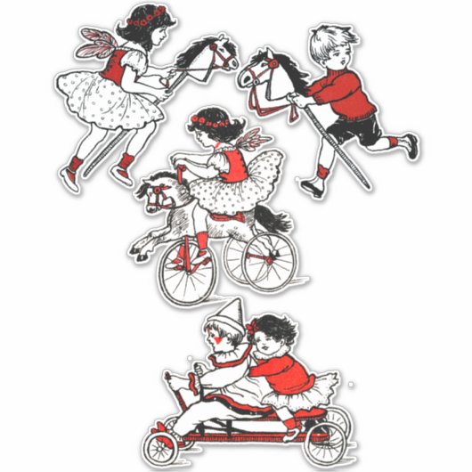 子供遊のおもちゃヴィンテージイラストレーション シール (正面)