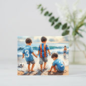 子供遊はビーチに ポストカード (スタンド正面)