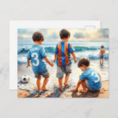 子供遊はビーチに ポストカード (正面/裏面)