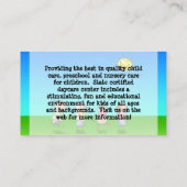 子供遊アウトドア児童気に育所 名刺 (裏面)